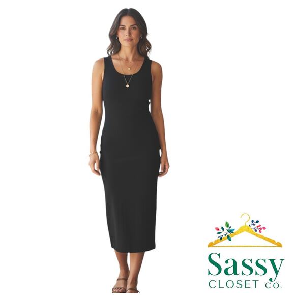 Joie Dresses & Skirts - Joie Black Sleeveless Knit Midi Dress S Minimalist LBD EUC